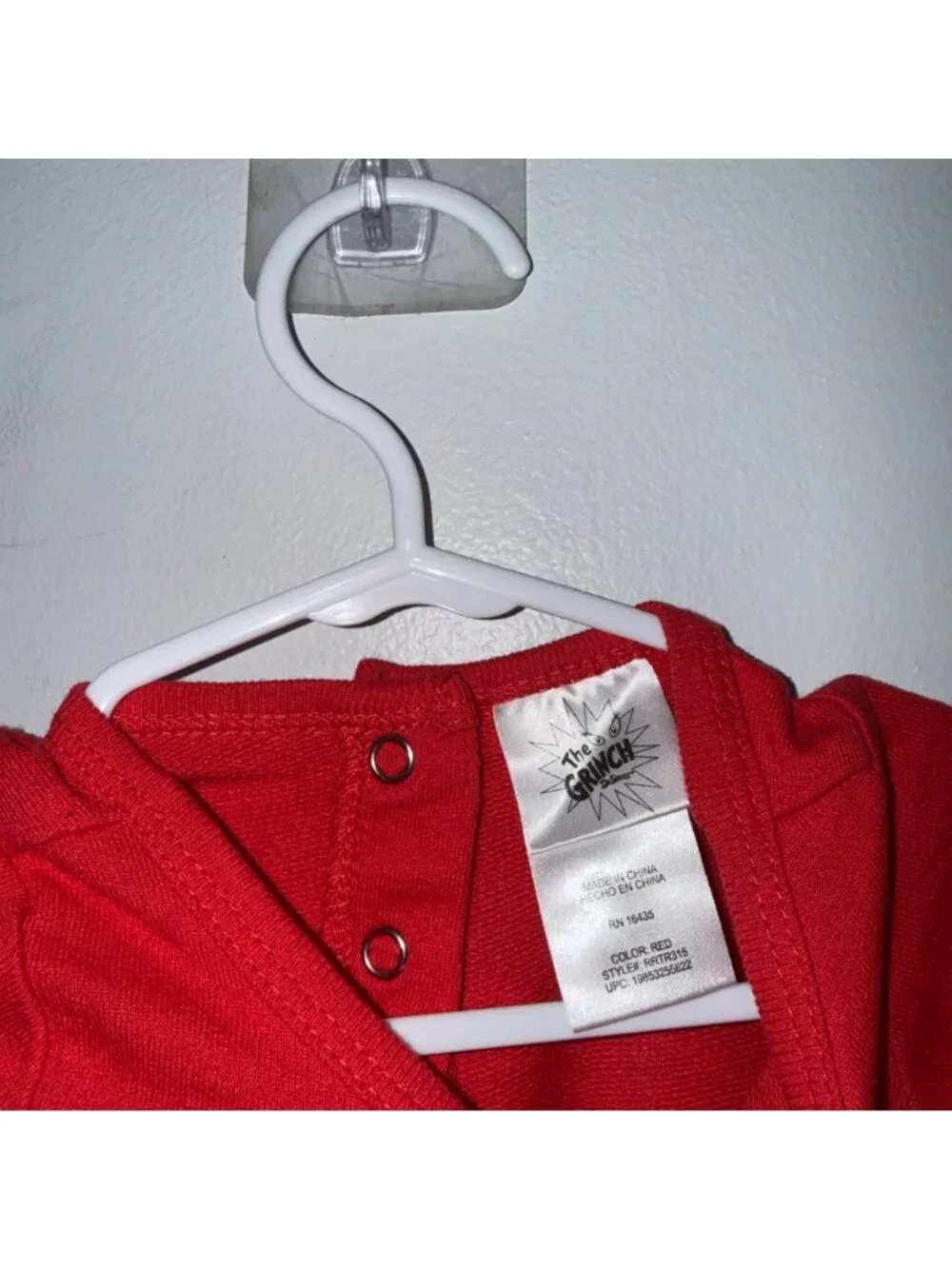 Dr. Seuss Baby Grinch Red Long Sleeve Holiday Romper 3-6 Months